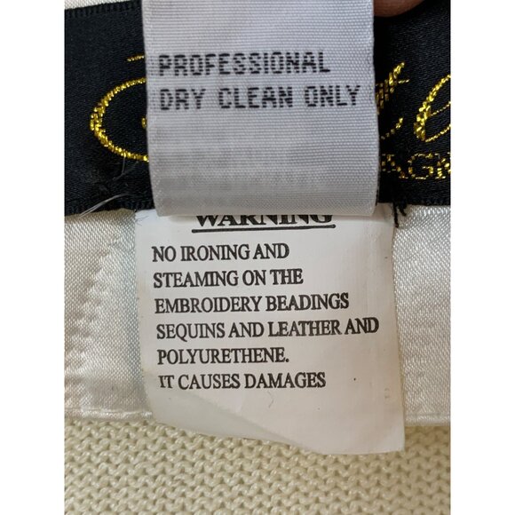 Elite Cream Bling Formal Embellish Cardigan Sweater Top Size 12 RA10082 Wedding - Picture 7 of 9